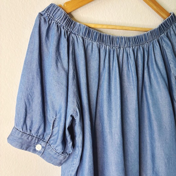 Kate Spade Chambray Off The Shoulder Top, Small, Broome Street denim blouse - Picture 14 of 16